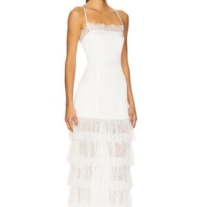MAJORELLE Felicite white maxi dress Satin Lace Dress from revolve